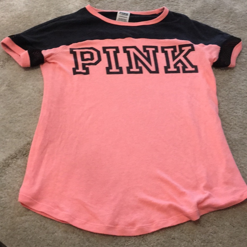 Pink VS mesh sleeve tshirt